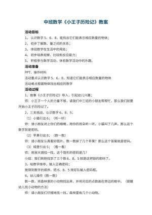 幼儿园中班数学教案《小王子历险记》 包含反思