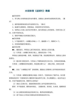 幼儿园大班体育教案《运球忙》 包含反思预览