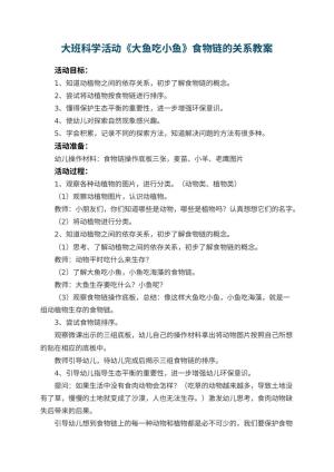 幼儿园大班科学活动《大鱼吃小鱼》食物链的关系教案 包含反思预览