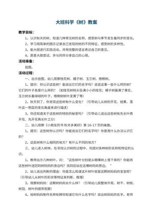 幼儿园大班科学教案《树》 包含反思