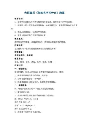 幼儿园大班音乐优秀教案《你的名字叫什么》 包含反思预览