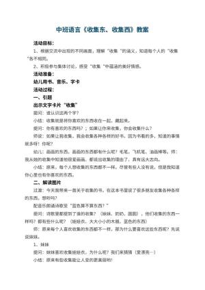 幼儿园中班语言优秀教案《收集东、收集西》 包含反思预览