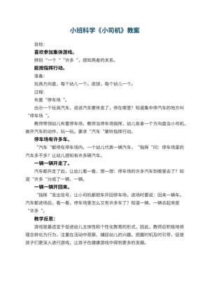 幼儿园小班科学优秀教案《小司机》 包含反思预览