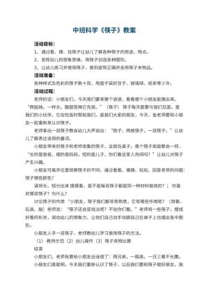 幼儿园中班科学优秀教案《筷子》 包含反思