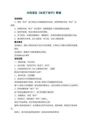 幼儿园大班语言教案《永别了袜子》 包含反思