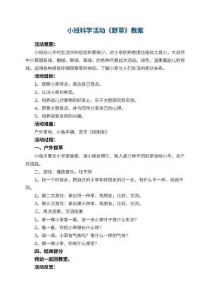 幼儿园小班科学活动教案《野草》 包含反思