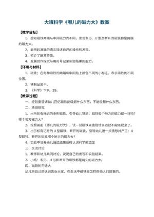 幼儿园大班科学教案《哪儿的磁力大》
