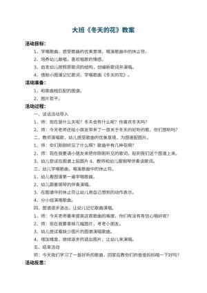 幼儿园大班教案《冬天的花》 包含反思预览