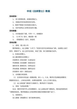 幼儿园中班教案《白鸽警士》预览