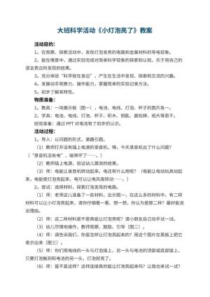幼儿园大班科学活动教案《小灯泡亮了》预览