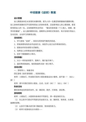 幼儿园中班健康教案《运球》 包含反思预览