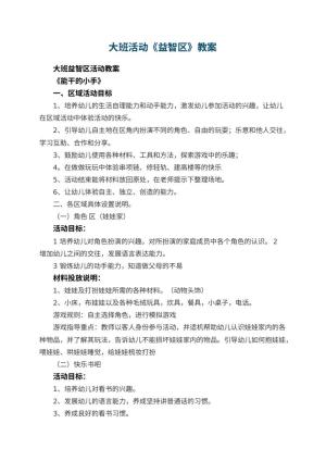 幼儿园大班教案活动《益智区》