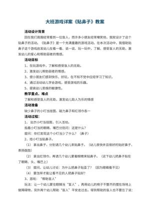 幼儿园大班游戏详案教案《贴鼻子》 包含反思预览