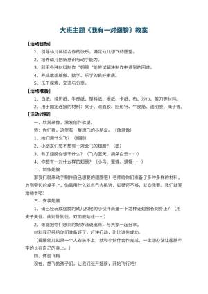 幼儿园大班主题教案《我有一对翅膀》 包含反思预览