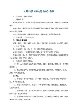 幼儿园大班科学教案《弹力运动会》 包含反思预览
