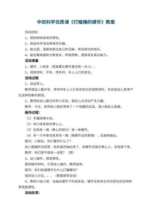 幼儿园中班科学优质课教案《打瞌睡的硬币》 包含反思预览