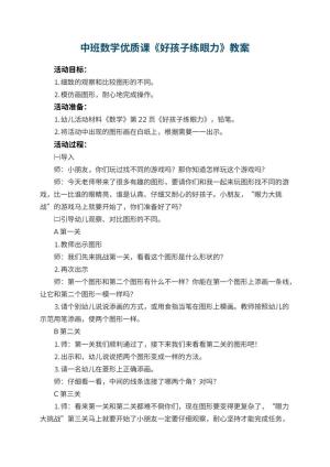 幼儿园中班数学优质课教案《好孩子练眼力》 包含反思