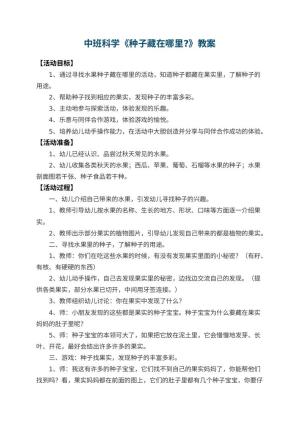 幼儿园中班科学教案《种子藏在哪里?》 包含反思预览