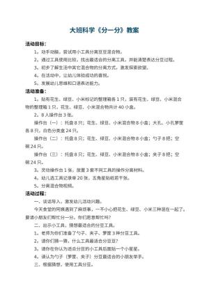 幼儿园大班科学教案《分一分》 包含反思预览