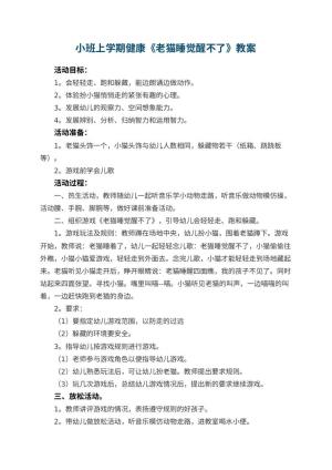 幼儿园小班上学期健康教案《老猫睡觉醒不了》 包含反思