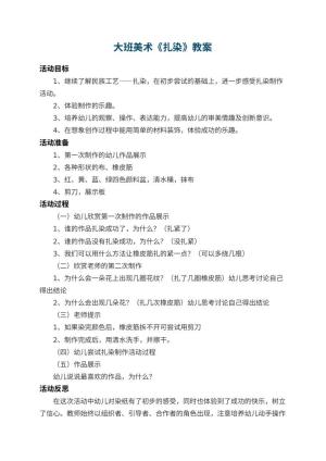 幼儿园大班美术教案《扎染》 包含反思预览