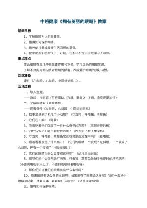 幼儿园中班健康教案《拥有美丽的眼睛》 包含反思预览