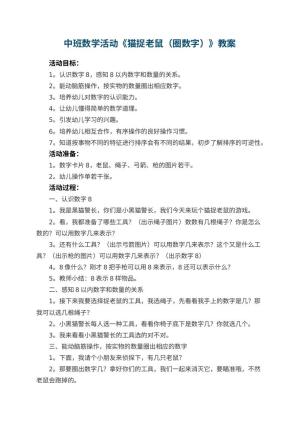 幼儿园中班数学活动教案《猫捉老鼠（圈数字）》 包含反思预览