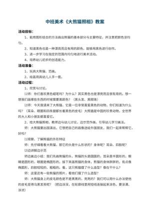 幼儿园中班美术优秀教案《大熊猫照相》 包含反思预览