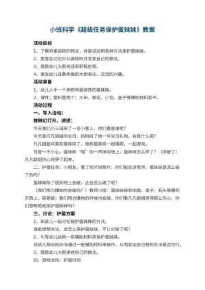 幼儿园小班科学教案《超级任务保护蛋妹妹》 包含反思预览
