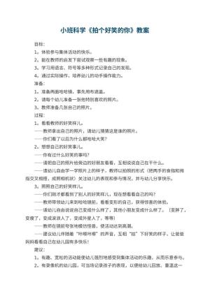 幼儿园小班科学《拍个好笑的你》教案 包含反思